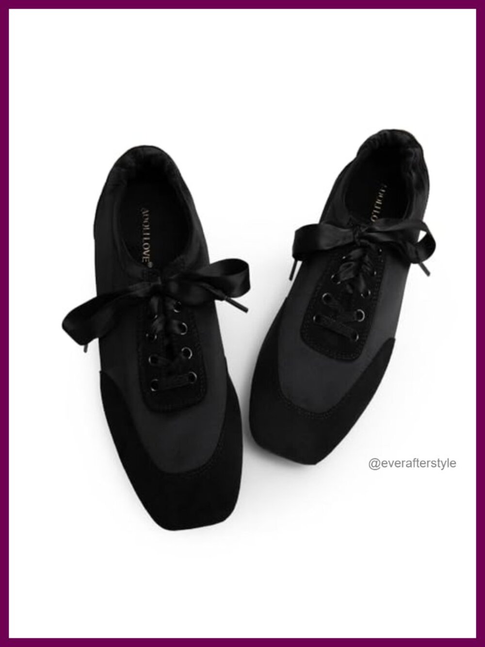 Satin Faux Suede Ballet Inspired Sneakers Lace Up Comfort Walking Flats